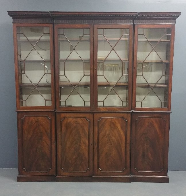 Georgian mahogany breakfront, circa 1790. 86" h x 80" w (1 of 3)