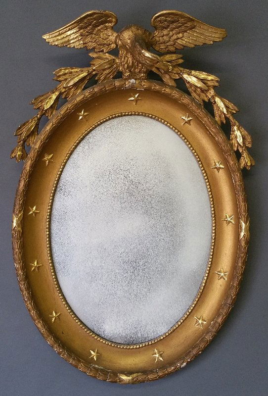 Federal style gilt mirror  with molded eagle crest, (1 of 3)