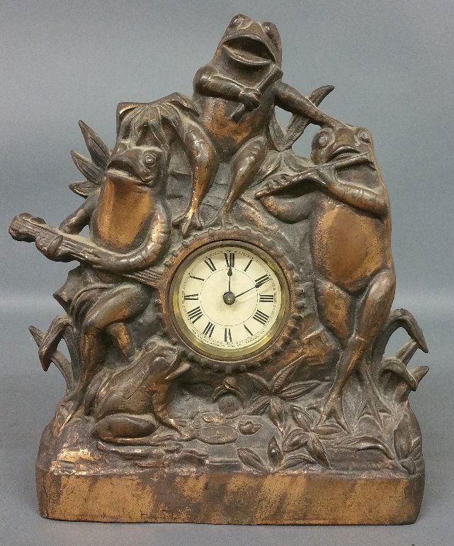 Copper colored frog clock, The Golden Novelty (1 of 2)