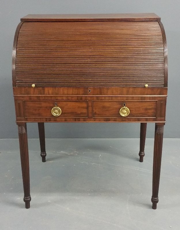 Philadelphia Sheraton mahogany tambour roll top desk, (1 of 2)