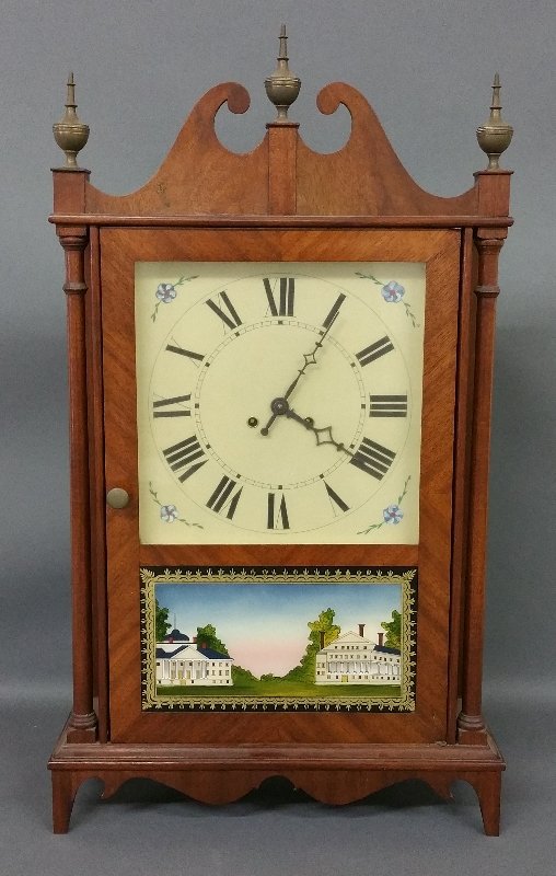 Eli Terry style mahogany pillar and scroll clock made (1 of 1)
