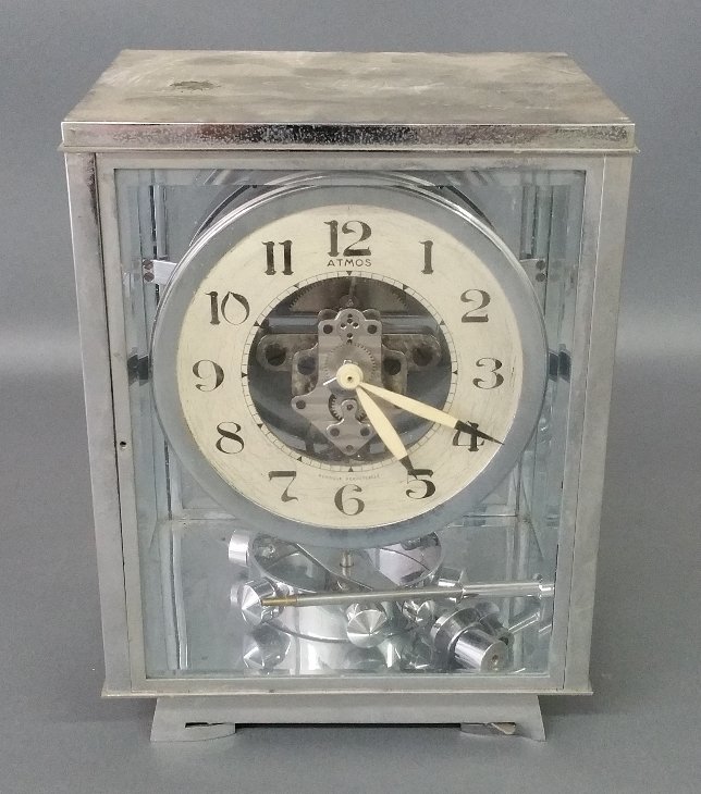 Chrome cased Â Atmos clock by Uhren Christ, Frankfurt,: Chrome cased Â Atmos clock by Uhren Christ, Frankfurt, as found. 9 ½ inches high, 7 inches wide