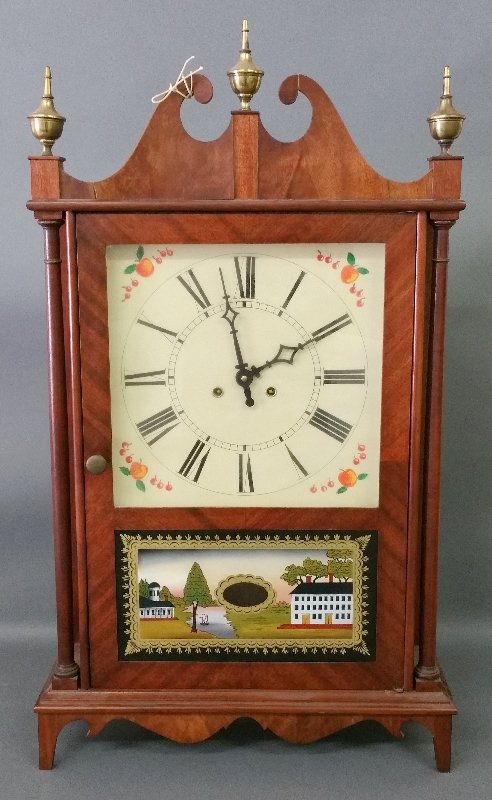 Pillar and scroll style mahogany clock made by Natt (1 of 1)
