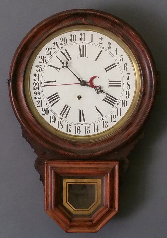 Rosewood cased calendar clock, 19th c. 24 inches high. (1 of 1)