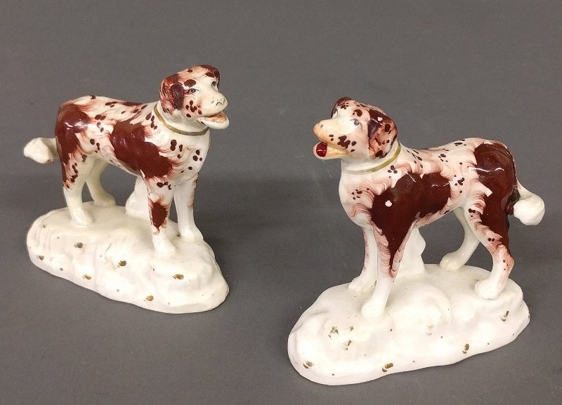 Pair of Staffordshire standing spaniels, late 19th c. (1 of 2)
