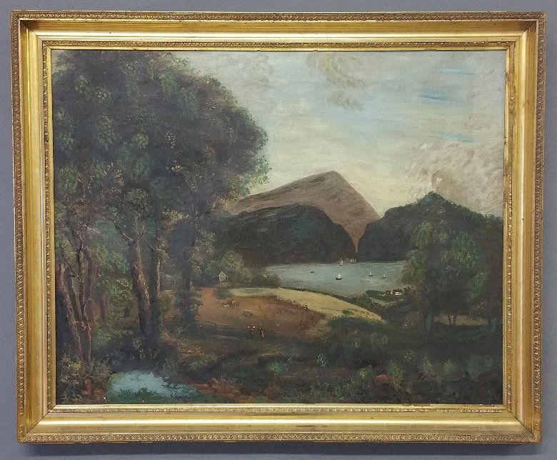 Hudson River School oil on canvas painting of a (1 of 2)