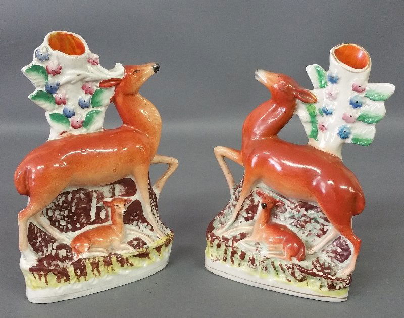 Pair of Staffordshire doe/stag spill vases, c. 1870. 9 (1 of 1)