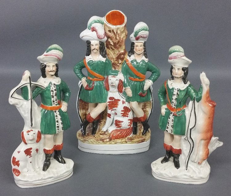 Staffordshire Robin Hood spill vase with Little John, (1 of 2)