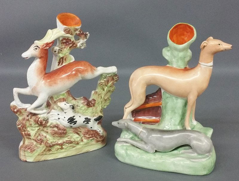 Two Staffordshire spill vases, 19th c. Each approx., 10 (1 of 2)