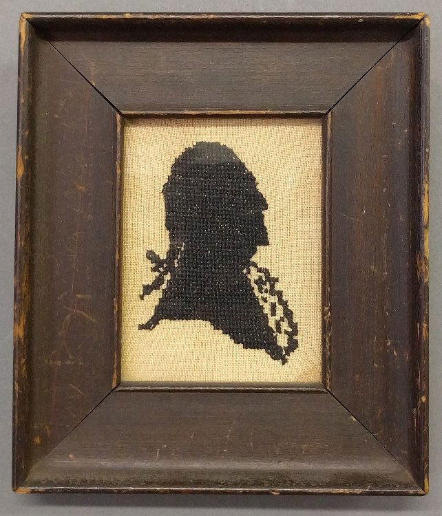 Needlework silhouette of George Washington, late 19th (1 of 2)