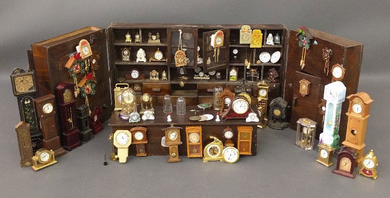 Miniature room setting of a clock shop of various (1 of 4)