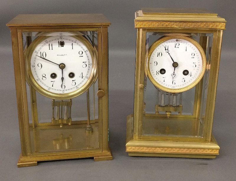 Gilbert brass cased crystal regulator mantle clock, 9 (1 of 2)