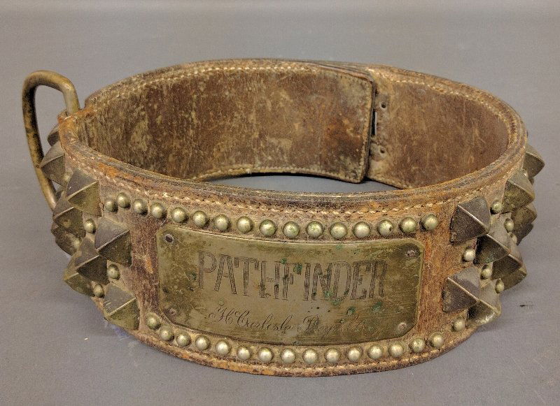 Massive leather and metal studded dog collar with the (1 of 2)