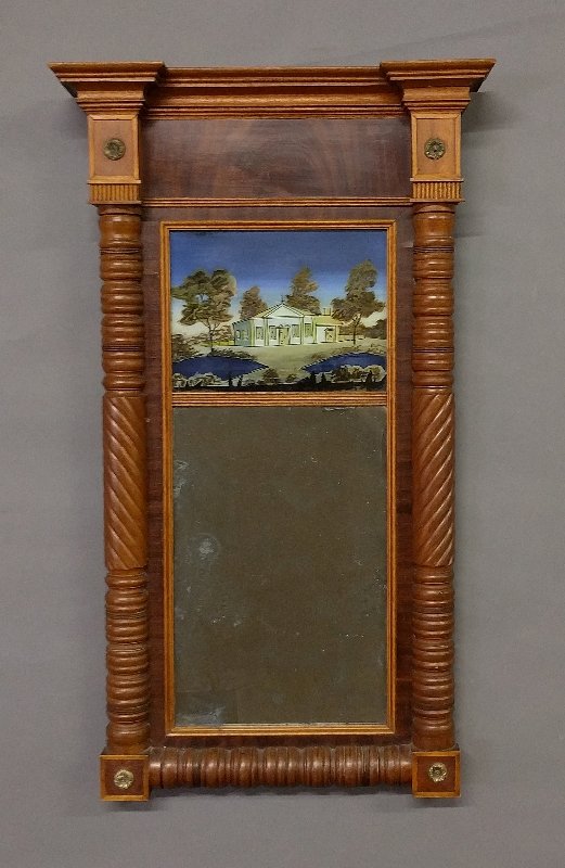 Sheraton mirror with eglomise panel and original glass, (1 of 1)