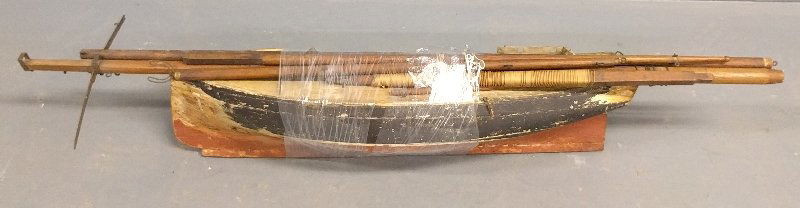 Wood ship model of two-masted sailboat, early 20th c. A (1 of 1)