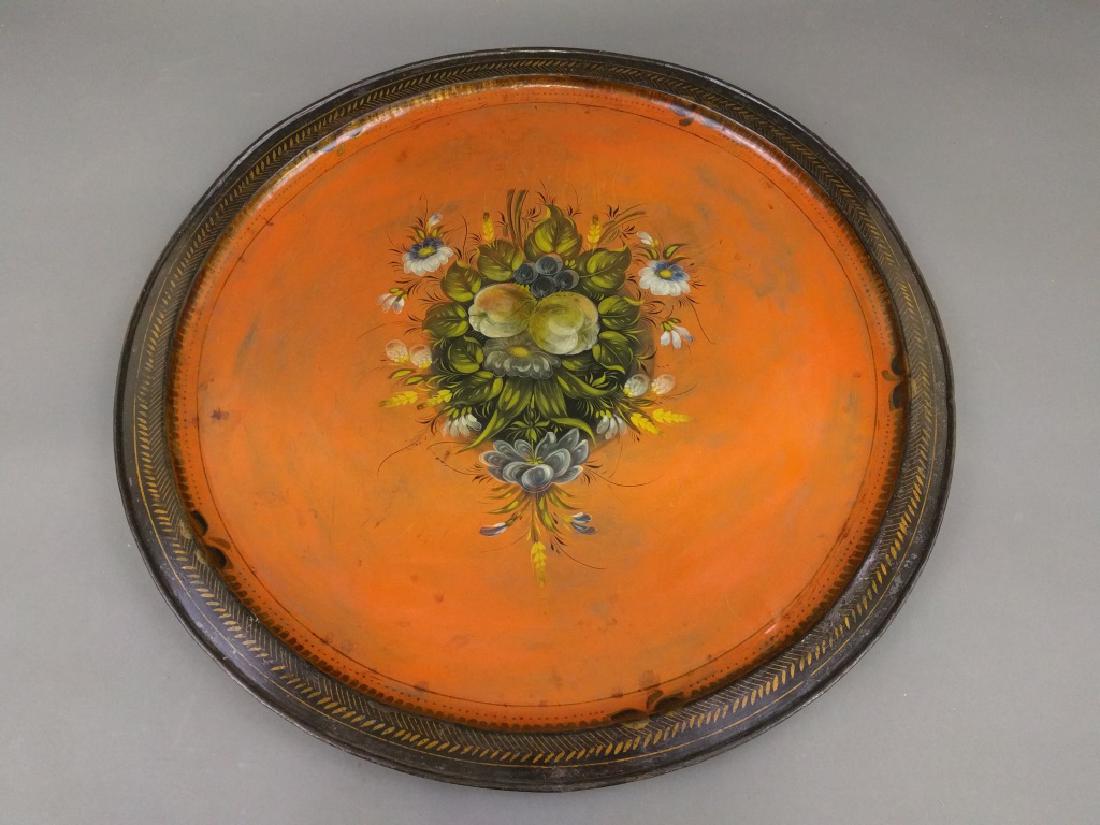 Tole decorated round tray (1 of 1)