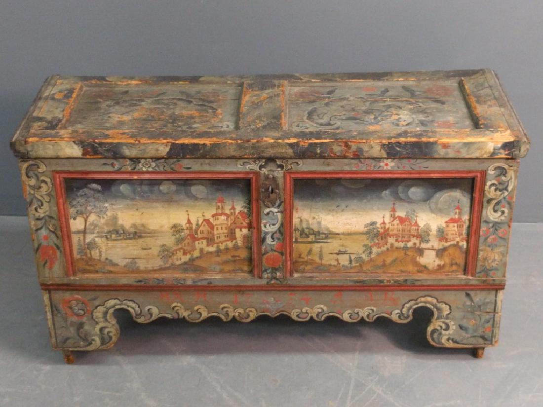 Scandinavian painted blanket chest (1 of 4)