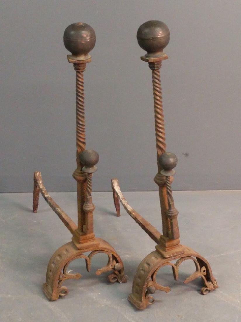 Pair of iron andirons (1 of 2)