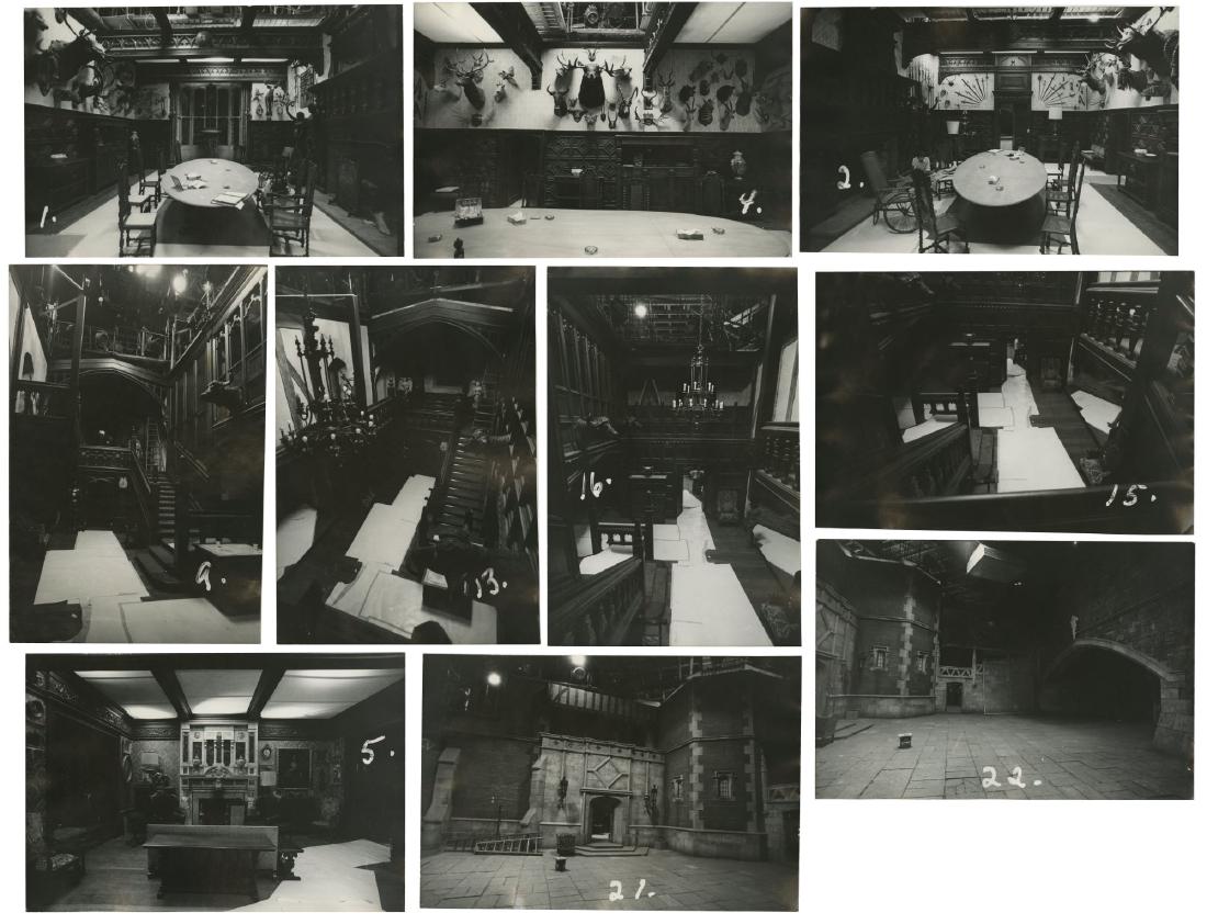 "Murder by Death" Set Reference Photos.: (Columbia, 1976) A set of (10) black and white reference photos of the production set used in the feature film "Murder by Death". These photos highlight many aspects of the iconic mansion seen through