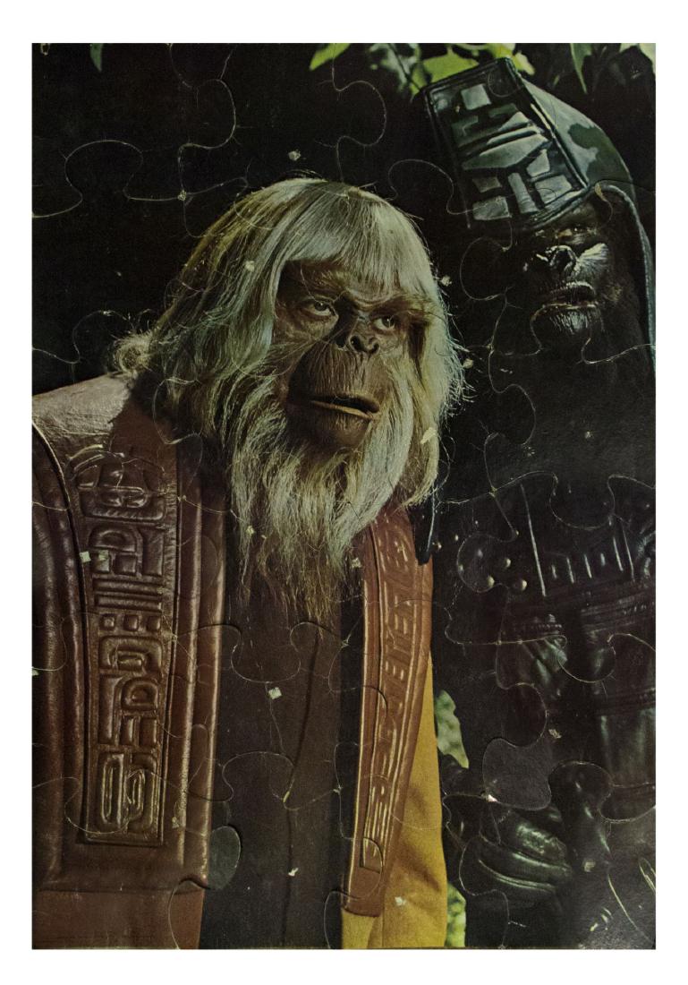"Dr. Zaius" Giant "Planet of the Apes" Poster Puzzle: (20th Century Fox, 1974) A giant poster puzzle created by Aurora that features an image of Dr. Zaius from the feature film "Planet of the Apes". This 24-piece puzzle measures approximately 44"x30" and