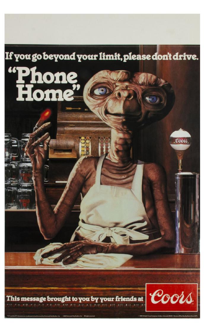"E.T." Coors Beer "Phone Home" Table Card. (1 of 1)