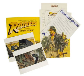 Rare "Raiders of the Lost Ark" Licensee Packet.: (LucasFilm, 1980) An extremely rare pitch packet for potential licensees for â€œRaiders of the Lost Arkâ€. Created early in the production of the film, the materials contain illustrated concept