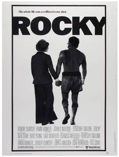 "Rocky" 40x30 Cardstock Poster.: (United Artists, c.1976) A very rare 40"x30" theatrical release movie poster for the original "Rocky". Lithographically printed on cardstock and issued by the National Screen Service, this original po