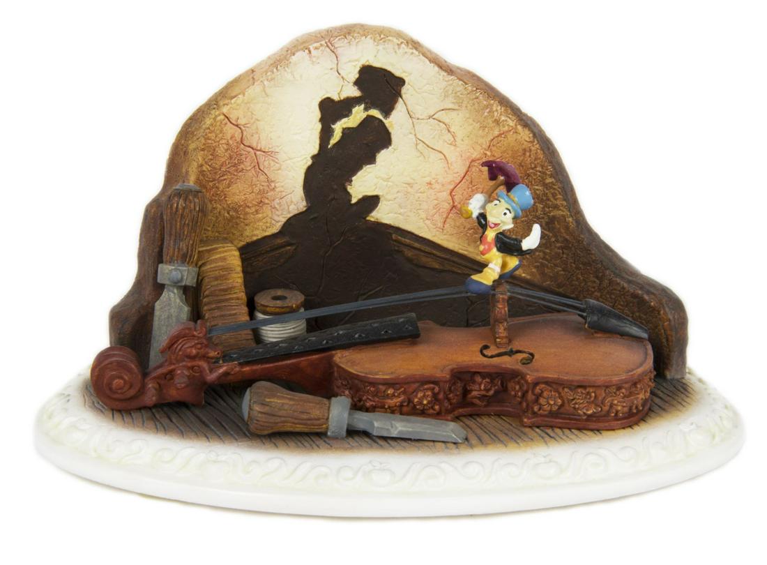 Olszewski "Anytime You Whistle" Figurine.: (Olszewski, 2002) A very rare figurine created by renowned miniaturist Robert Olszewski. Titled "Anytime you Whistle," this figurine of Jiminy Cricket was created as number 106 in an edition of only 3