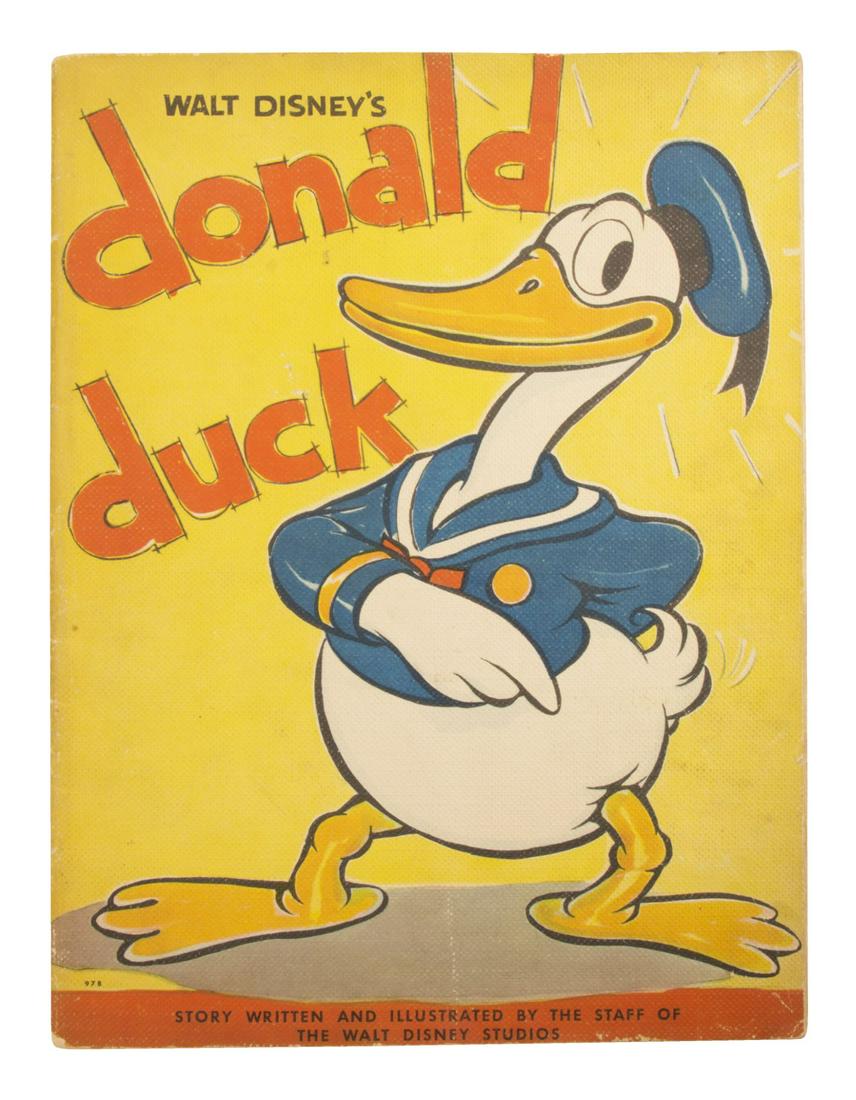 Walt Disney's Donald Duck Book.: (Whitman, 1935) An early illustrated book featuring Donald Duck with a story and artwork by the staff of the Walt Disney Studios. This book was printed on a soft textured paper and tells the story of