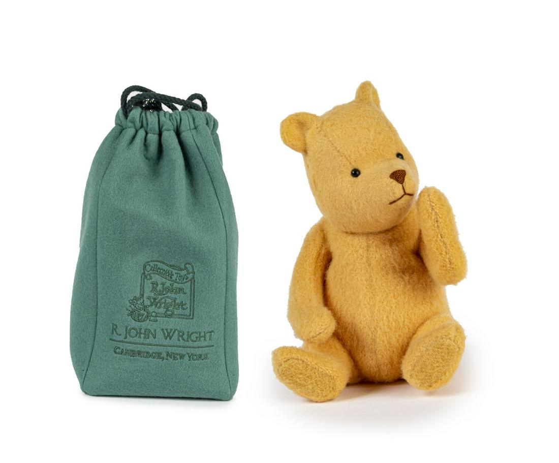 R. John Wright "Silly Old Bear" Doll.: (R. John Wright, 1998-99) A beautiful R. John Wright Collector's Club doll of Winnie the Pooh titled "Silly Old Bear". The mohair doll comes with a Certificate of Authenticity and is number 730 in the