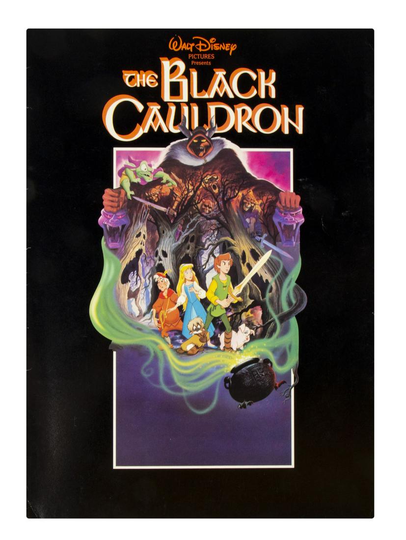 The Black Cauldron Program Signed by Elmer Bernstein.: (Walt Disney Studios, 1985) A souvenir program for Walt Disney's The Black Cauldron. The program has a beautiful cover illustration featuring the principal characters and the inner sections list the f