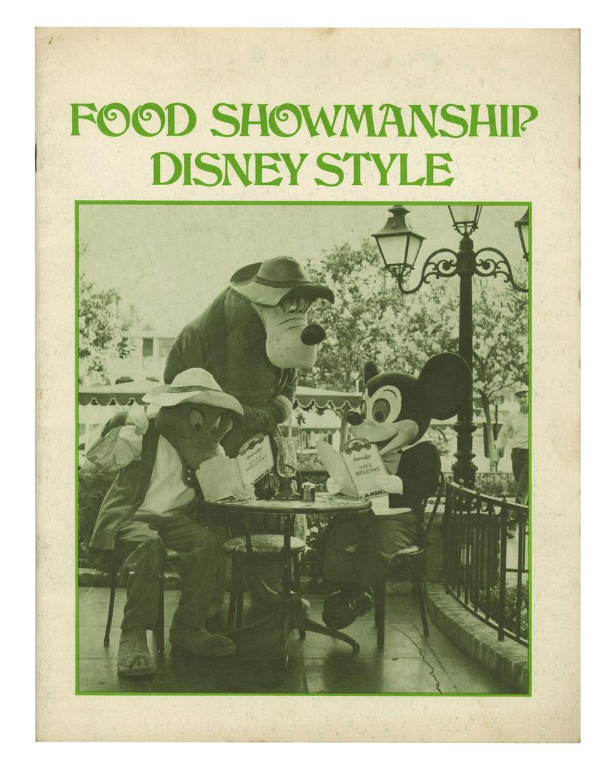 Food Showmanship Disney Style Cast Member Manual.: (Disneyland, 1973) A very rare cast member manual for Disneyland's Food Division that describes the different positions and various facts and information relating to the park's iconic food. The 16-pag