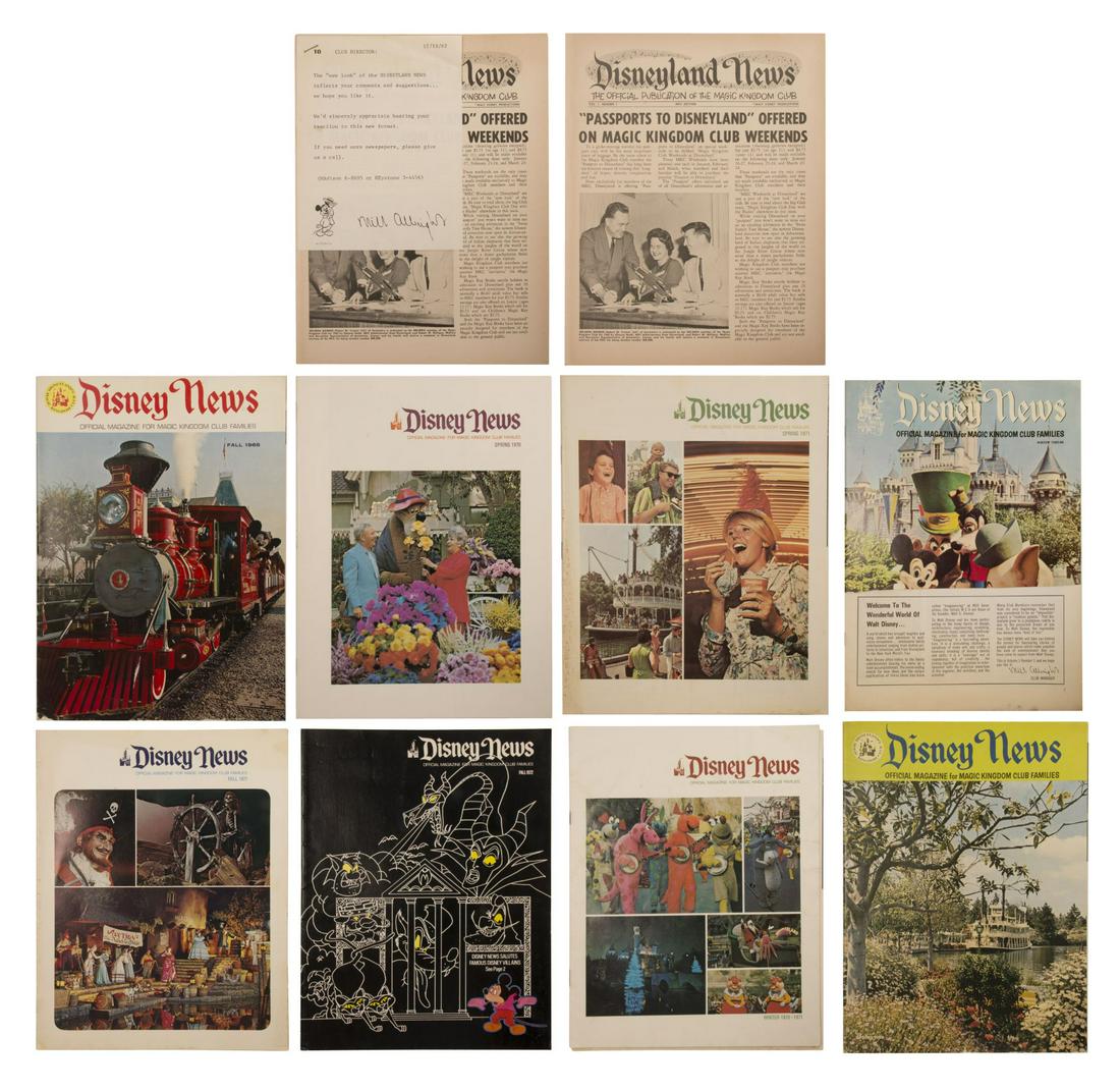 Collection of (10) Issues of Disneyland News.: (Disneyland, 1962-72) A collection of (10) issues of Disneyland News and Disney News magazines, the official magazine for Magic Kingdom Club families. This collection spans from the very first issue i