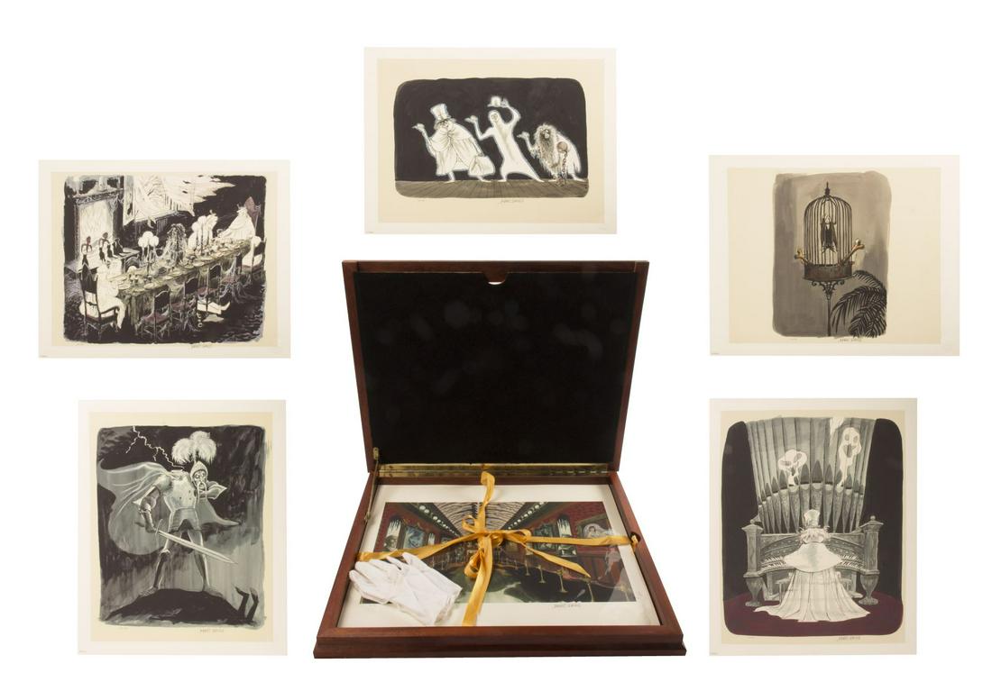 Marc Davis Haunted Mansion Concept Art Set.: (Disneyland, 1999) An incredibly rare set of (6) high-quality giclee prints featuring the iconic concept artwork of Imagineer Marc Davis for the Haunted Mansion. This is one of the most difficult Haun
