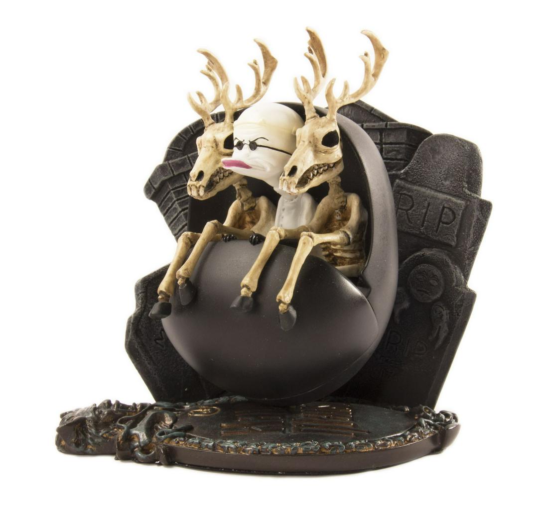 Haunted Mansion Holiday Dr. Finkelstein Figure.: (Disneyland, 2001) A limited edition figure of Dr. Finkelstein and two skeletal reindeer riding in one of the Haunted Mansion's Doom Buggy vehicles. Created in an edition of only 300 as part of the op