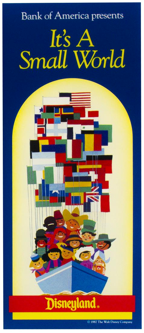 It's a Small World Bank of America Brochure.: (Disneyland, 1987) A delightful brochure featuring color photos and information relating to Disneyland's It's a Small World. The brochure measures 8.5"x11" unfolded and is in very good condition with 