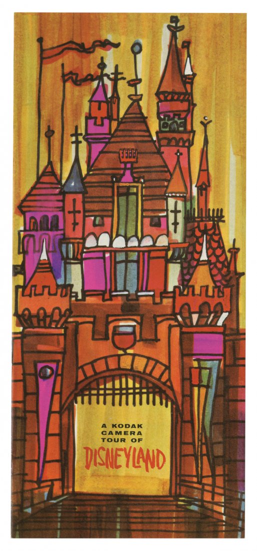A Kodak Camera Tour of Disneyland Brochure.: (Disneyland, 1963) A colorful brochure by Kodak titled "A Kodak Camera Tour of Disneyland." Inside is a stylish map of the park with Kodak's photo spots highlighted, and on the back are tips for shoot