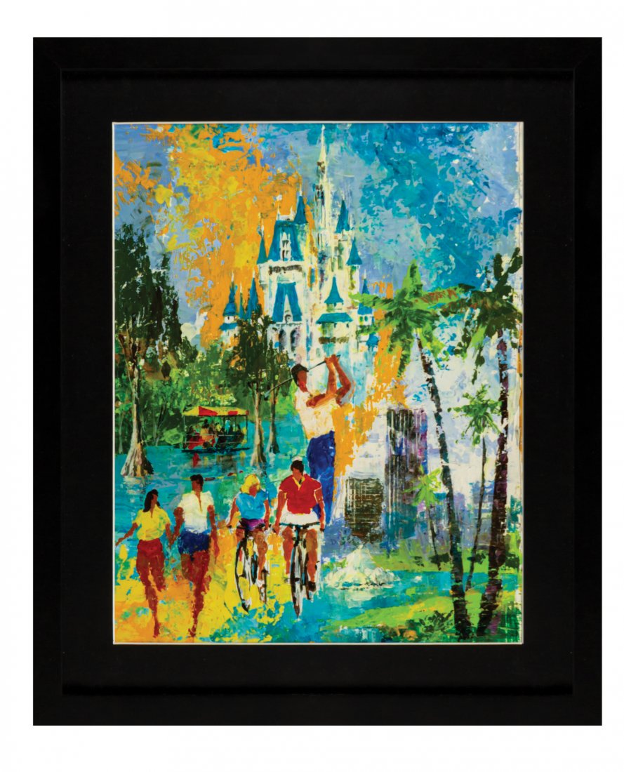 Delta Air Lines Travel Poster Preliminary Painting.: (Walt Disney World, 1970s) An original painting created in oils on art board by artist Jack Laycox. The painting was created in development of the beautiful "Central Florida" travel poster used by Del