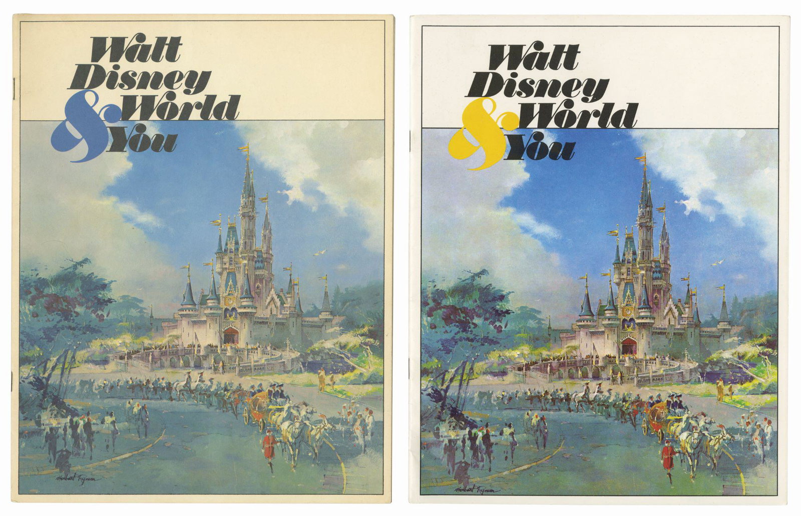 Pair of â€œWalt Disney World & Youâ€ Cast Member: (Walt Disney World, 1971/77) A pair of new hire cast member booklets titled, "Walt Disney World & You” from 1971 and 1977. These booklets feature charming cover artwork by Herb Ryman and include