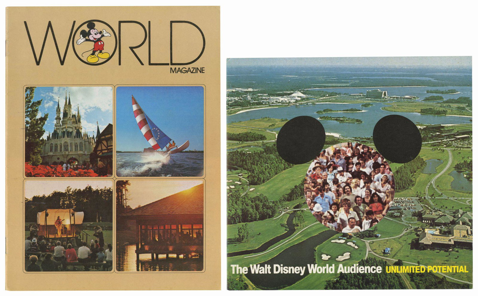 Pair of Walt Disney World Booklets.: (Walt Disney World, 1976/77) A pair of Walt Disney World booklets that include an internally created booklet titled, "The Walt Disney World Audience" that provides an insight to the demographics of th