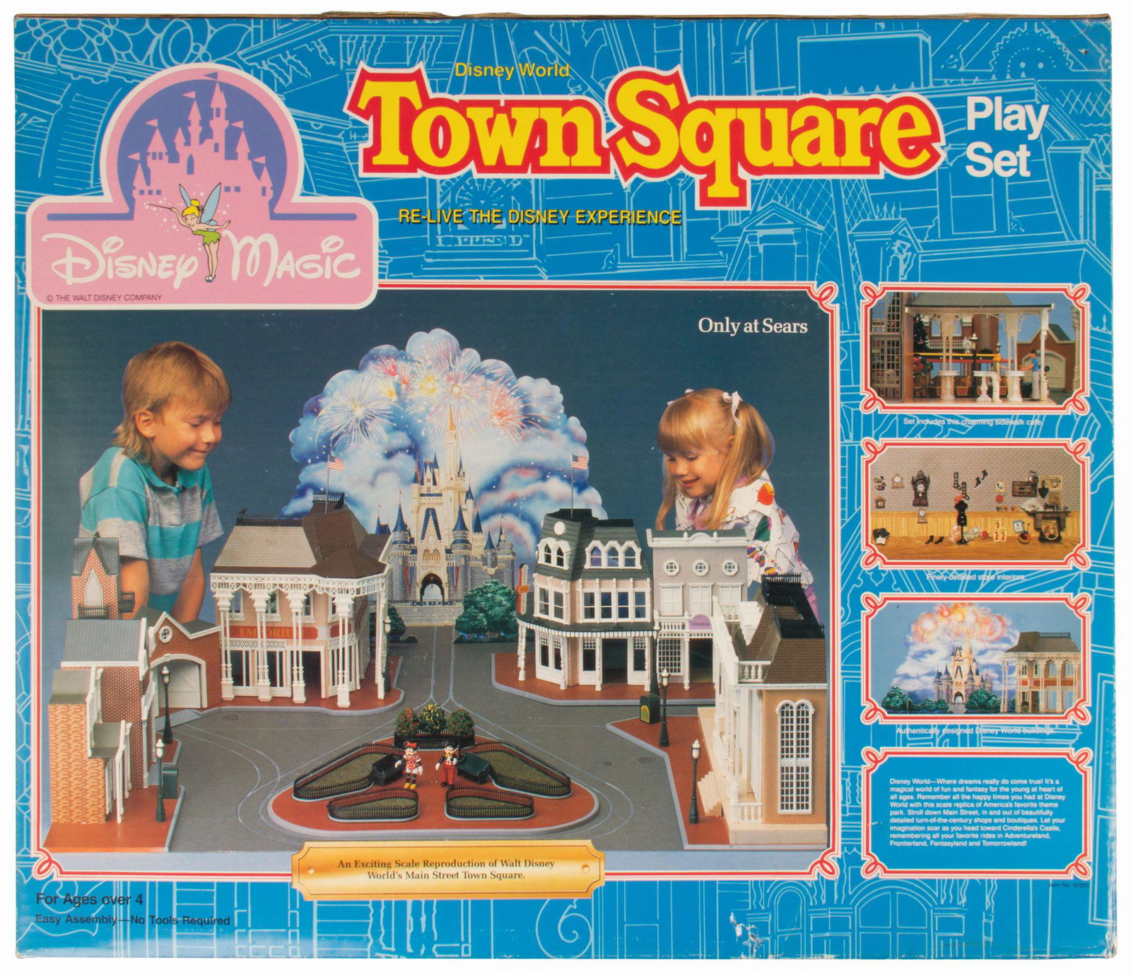 Sears Walt Disney World Town Square Play Set.: (Walt Disney World, 1988) An original Walt Disney World Town Square play set that was sold exclusively at Sears department stores. This play set is an exciting scale reproduction of Walt Disney World'