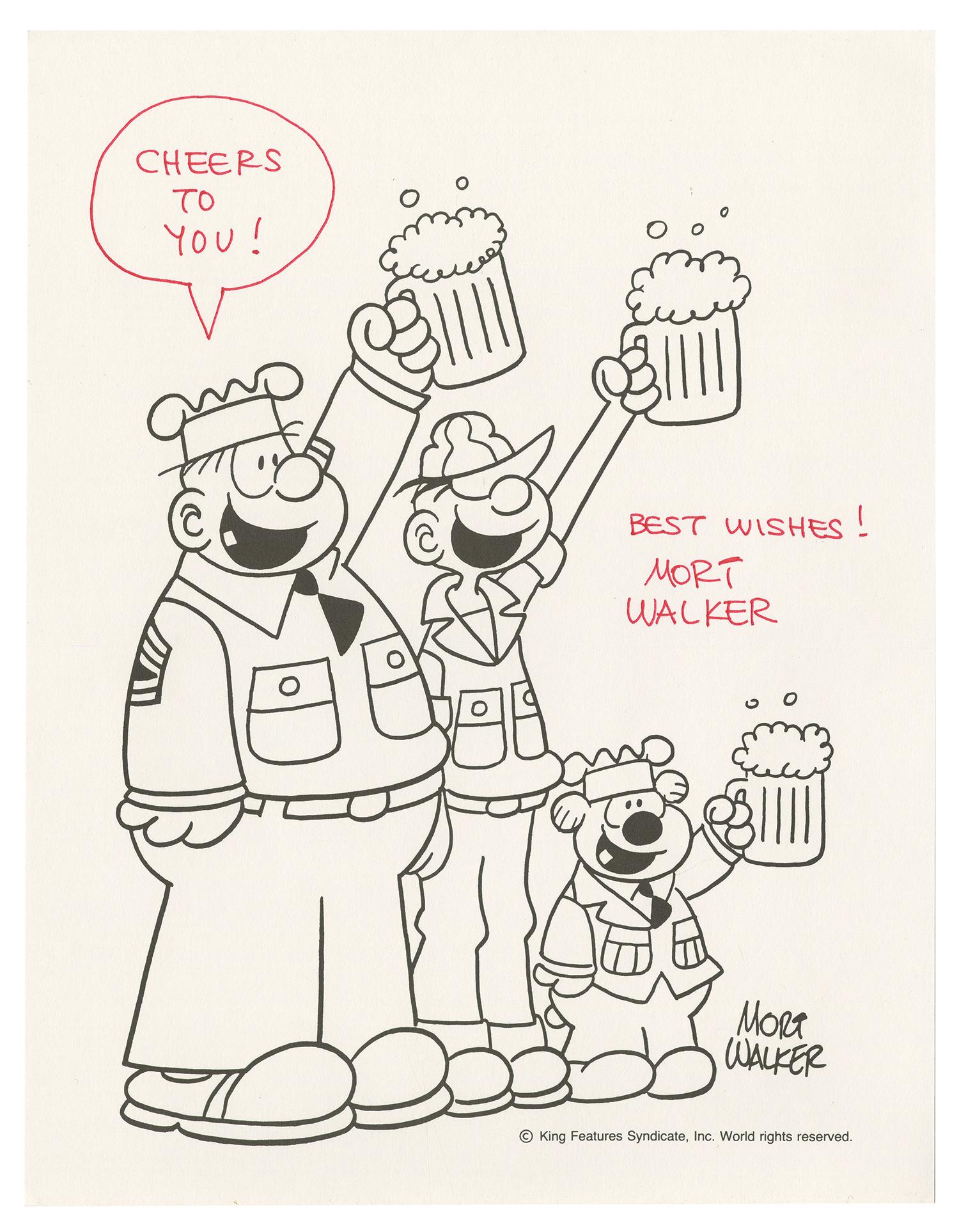 Mort Walker Signed Beetle Bailey Fan Card. (1 of 1)