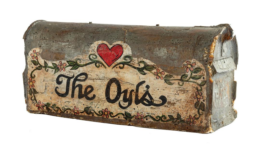 Popeye "The Oyl's" Mailbox Prop.: (Paramount, 1980) An original mailbox prop from Popeye starring Robin Williams and Shelley Duvall as Popeye and Olive Oyl. This mailbox is composed of hand-painted fiberglass, and lovingly depicts the