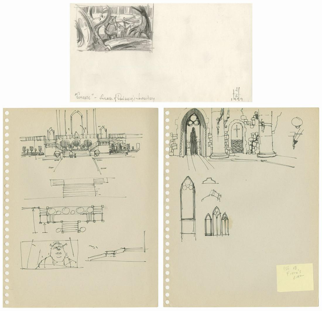 Set of (3) Shrek 2 Production Drawings. (1 of 4)