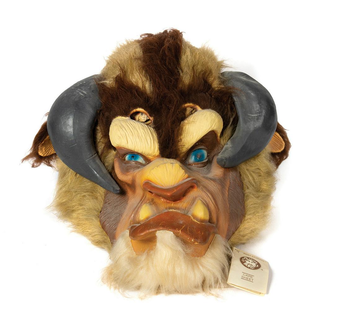 Don Post Beauty and the Beast Mask.: (Don Post, 1992) A rare souvenir mask created by Don Post Studios following the release of Beauty and the Beast. The mask is created from latex rubber and still retains its original Don Post tag with