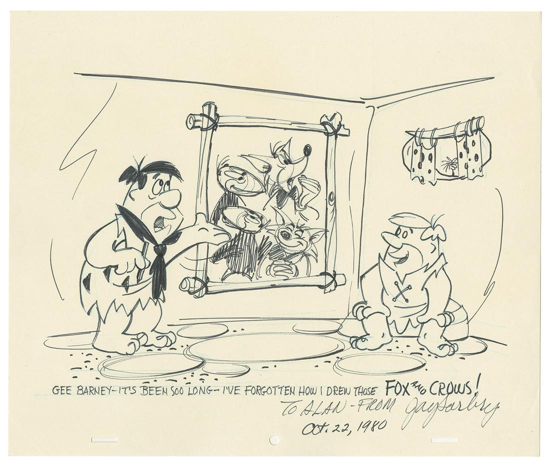 The Flintstones Drawing Signed By Jay Sarbry. (1 of 1)