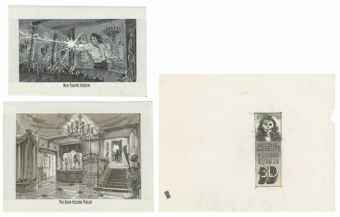 Set of (3) Michael Jackson's Ghosts Drawings. (1 of 4)