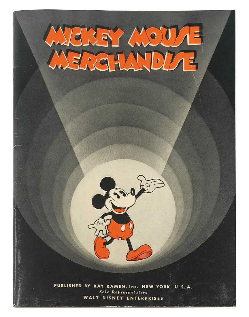 Original 1934 Kay Kamen Merchandise Catalog.: (Disney, 1934) An incredibly rare Walt Disney Enterprises merchandise catalog published by Kay Kamen, Inc. in 1934. The 76-page catalog showcases the variety of licensed Mickey Mouse products availabl