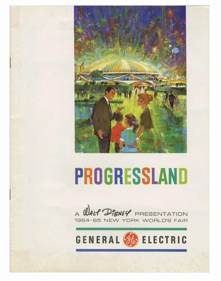 General Electric VIP Progressland Brochure.: (World's Fair, 1964) An extremely rare VIP brochure created by General Electric to advertise their new Progressland exhibit at the 1964-65 New York World's Fair. The brochure contains 10 pages of info