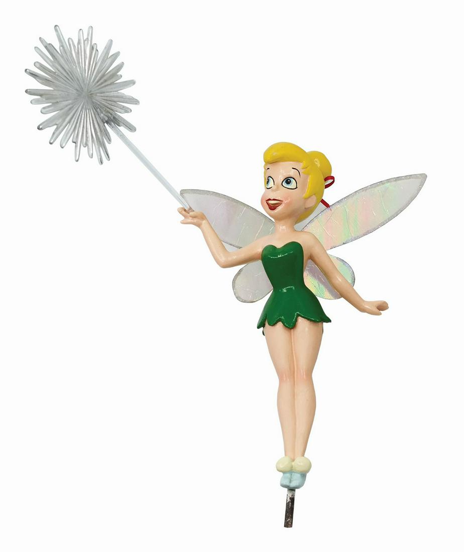 Disneyland Tinker Bell Display Figure.: (Disneyland, c.1990s) A hand painted fiberglass Tinker Bell figure from Disneyland. Attributed to a window or store display, this charming figure features a detachable pair of wings and wand, as well 